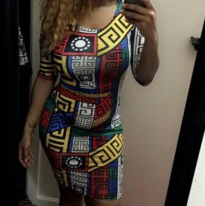 Print body con dress